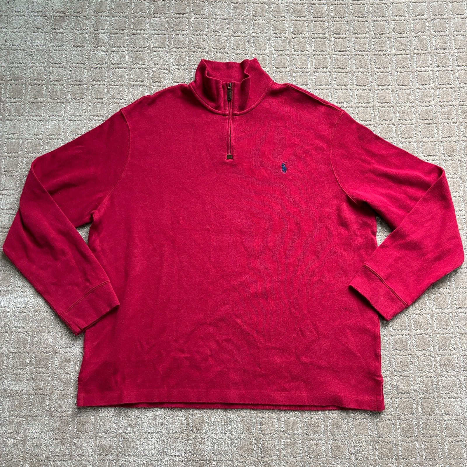 Polo Ralph Lauren Estate Rib Pullover Men Xxl Red 1/4 Zip Sweater Pony Logo Nwt